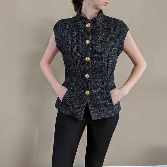 CAbi Jackets & Blazers - CAbi M #116 Tweed Vest with Gold Buttons